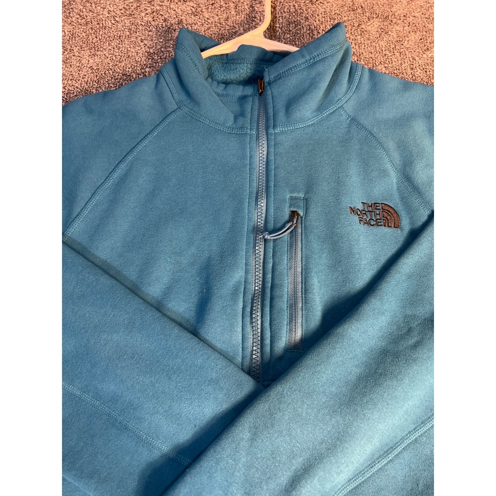 The North Face Mens Full Zip Fleece Jacket Blue Mock Neck L